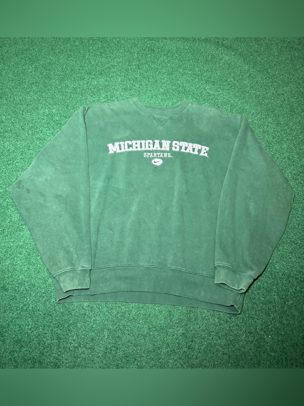 Michigan State Vintage Nike Sweatshirt Large Green College Crewneck